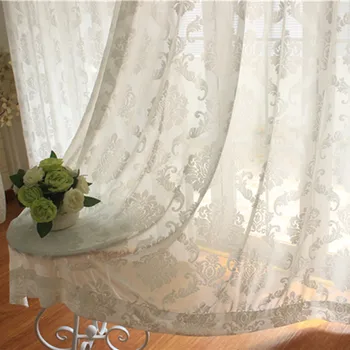 

Pure White Velvet Curtain Tulle European-style Window Translucent Curtain Sheer Tulle For Living Room Drapes MY134#5