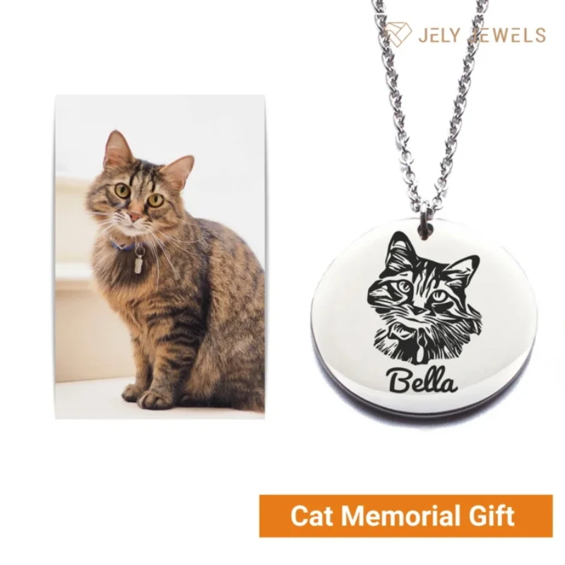 

JrSr 925 Sterling Silver Custom Pet Portrait and Name Necklaces Personalized Pet Pendant Necklace for animal gifts Free shipping
