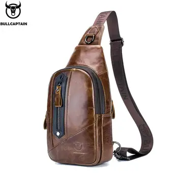

Bullcaptain2019 Latest Brand Messenger Bag Men's Zipper Wallet Leather Shoulder Bag Chest Bag USB Back Belt Handbag Wallet