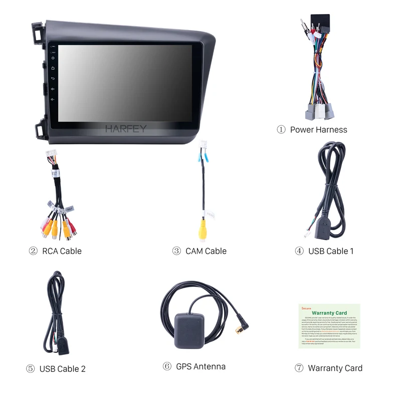 Harfey 10 1 &quotAndroid 9 0/8 автомобильное радио для 2012 Honda Civic 2Din сенсорный экран WiFi