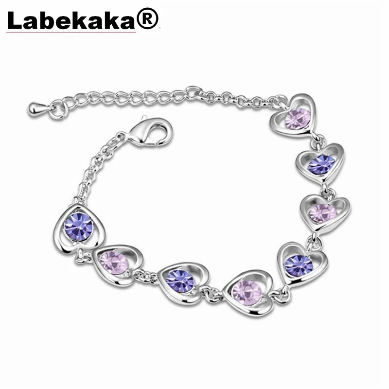 Labekaka роскошные женские браслеты темперамент сердце пирсинг Кристалл Pulseiras для женщин Кристалл от Swarovski