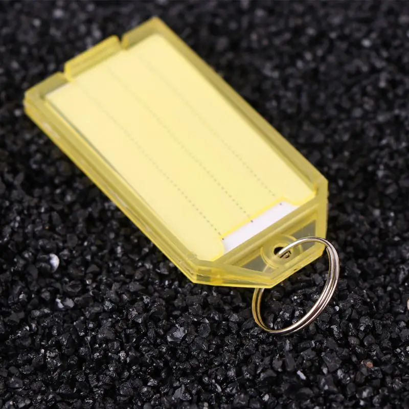 New 50pcs Plastic Key ID Label Tags with Split Ring Keyring Name Address Hiking Window Luggage Card