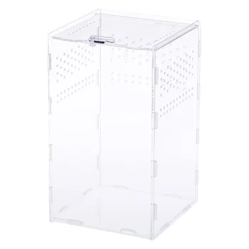 

Practical Reptile Breeding Box Insect Feeding Box Acrylic Creeper House Transparent (15x15x25cm)