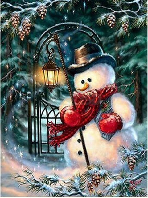 DIY Diamond Painting Landscape Christmas Snowman Cross Stitch Set Full Square Embroidery Mosaic Art Picture Of Rhinestones