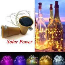 Lights Wine-Bottle-Light-Lamp Wire-String Party-Decor LED Night-Fairy Christmas Solar/battery-Power