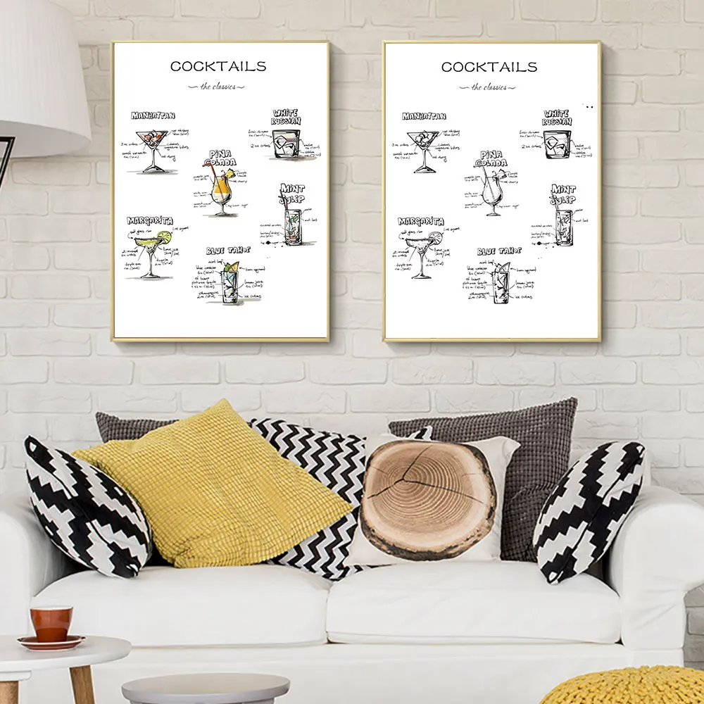 

Cocktail Canvas Posters Black And White Posters And Prints Quotes Art Painting Print Nordic Wall Pictures For Bar Decoration