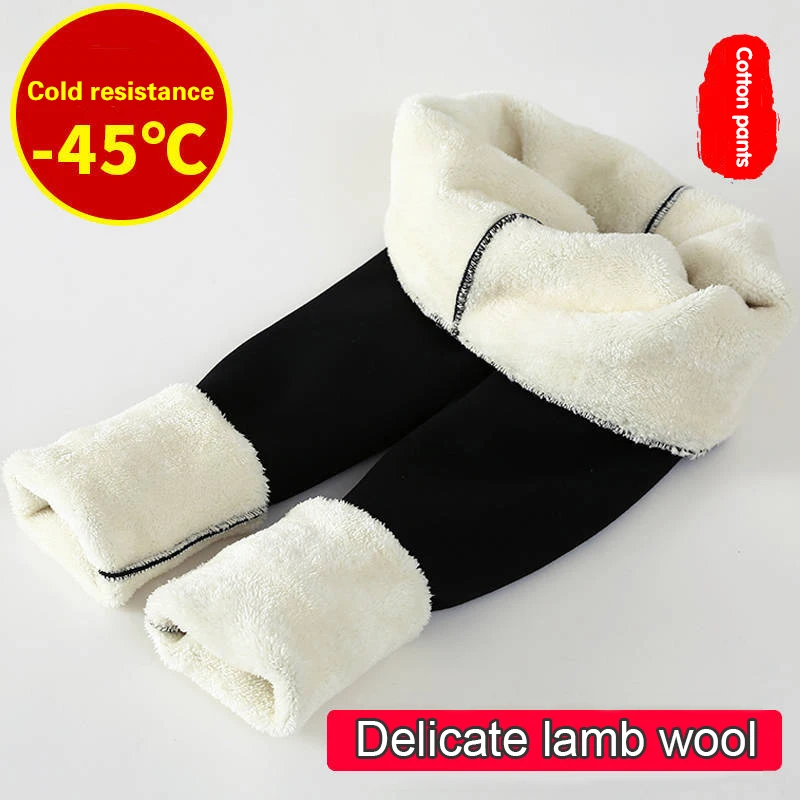 Anbenser Trousers Women Lambskin Cashmere Pants Black Warm Pants Winter Skinny Thicken Velvet Wool Fleece Girls Leggings Female