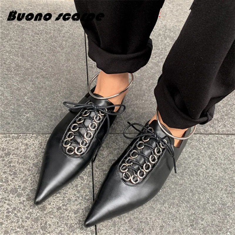 lace up pointed toe flats