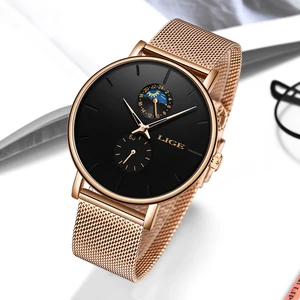 Image 2 - LIGE nowy kobiety luksusowej marki zegarek prosty kwarcowy pani zegarek wodoodporny kobieta moda Casual zegarki zegar reloj mujer 2020