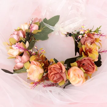 

Bride Garland Headdress Flower Rattan Women's Hair Band Filming Hair Rings Hair Accessories