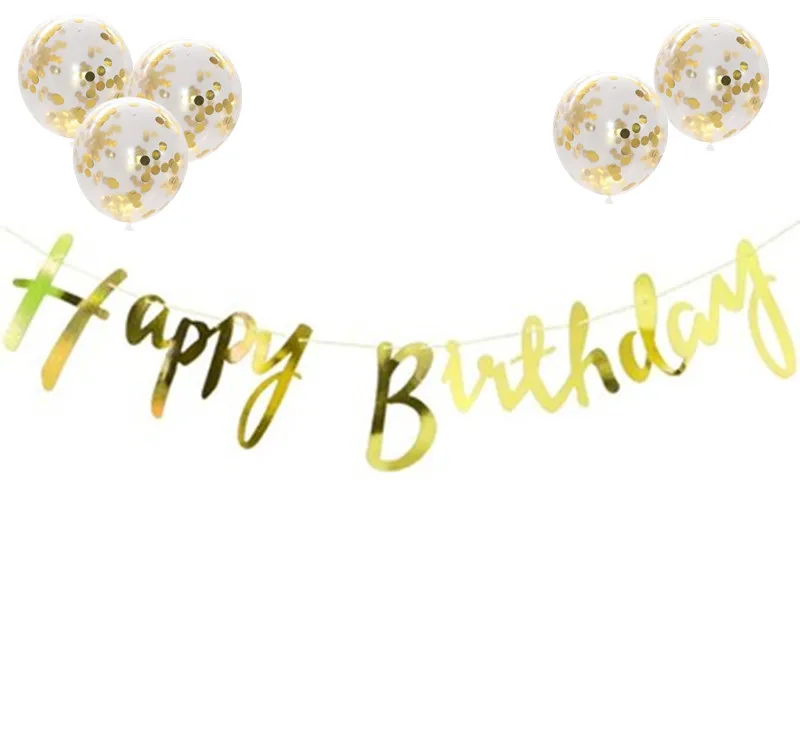 Баннер «С Днем Рождения» золотые, серебристые, розовые, золотые буквы, счастливые гирлянды ко дню рождения, струны для детского дня рождения - Цвет: as picture