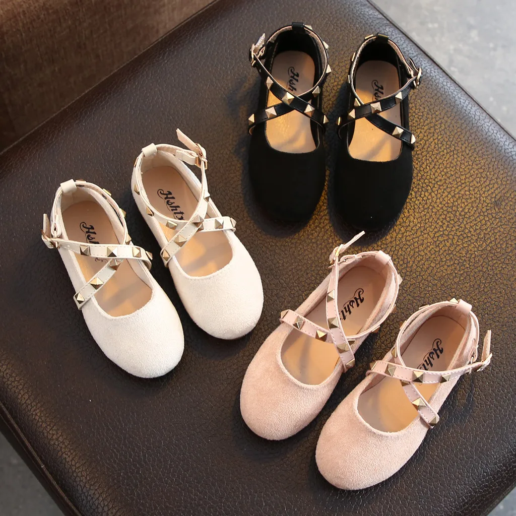 

Toddler Girls Shoes Princess Flat Shoes Rivet Party Sweet Shoes Kids Baby Spring Autumn Party Dress Flat Kids Little Girls Shoes