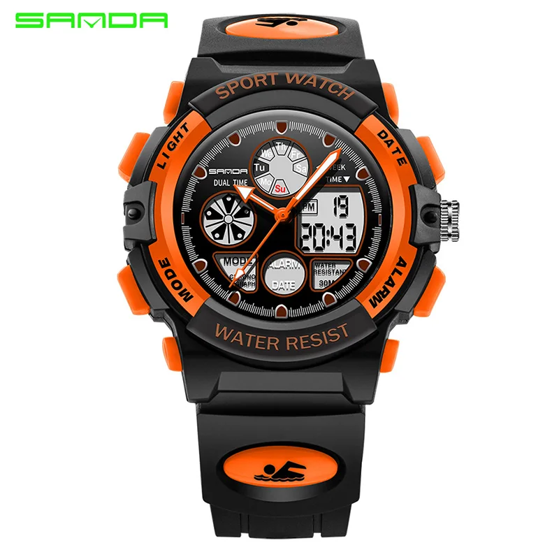 

2019New Men Sports Watch Plastic Strap Double Display Luminous Waterproof Multi-function Men's Electronic Watch RelogioMasculino