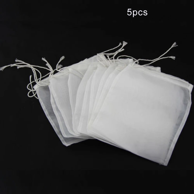 5pcs 100//160//200# Nylon Straining Bag 8x10cm Fine Mesh Homebrew Filter Bags Set