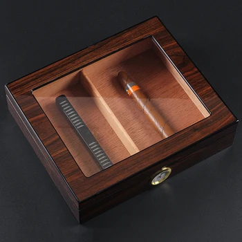 

Wood Cigar Storage Box Portable Cigar Organizer with Humidifier Hygrometer Cigar Display Boxes
