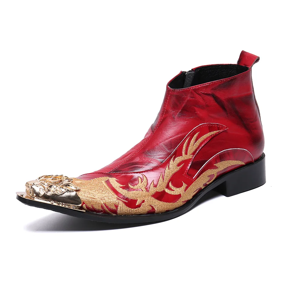

High Honor Guard Riding Men Cowboy Mongolia Casual Knight Free Shipping Botas De Hombre Pointed Toe Ankle Genuine Leather