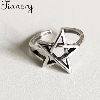 

JIANERY Punk Personality 925 Sterling Silver Star Rings For Women Wedding Jewelry Adjustable Antique Finger Ring Anillos