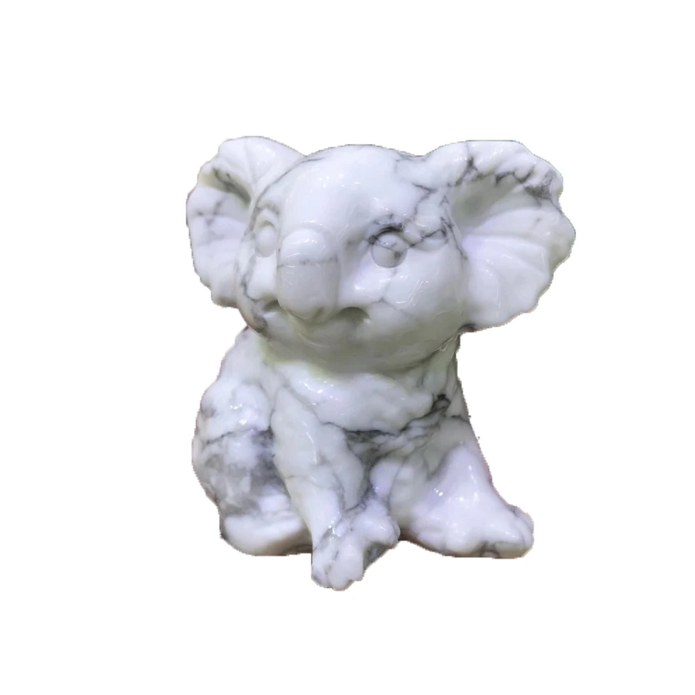

Статуя слона из натуральной белой бирюзы, резная Статуэтка Howlite в виде животного, Кварцевая статуэтка, камень чакры, восстанавливающий форму, домашнее украшение