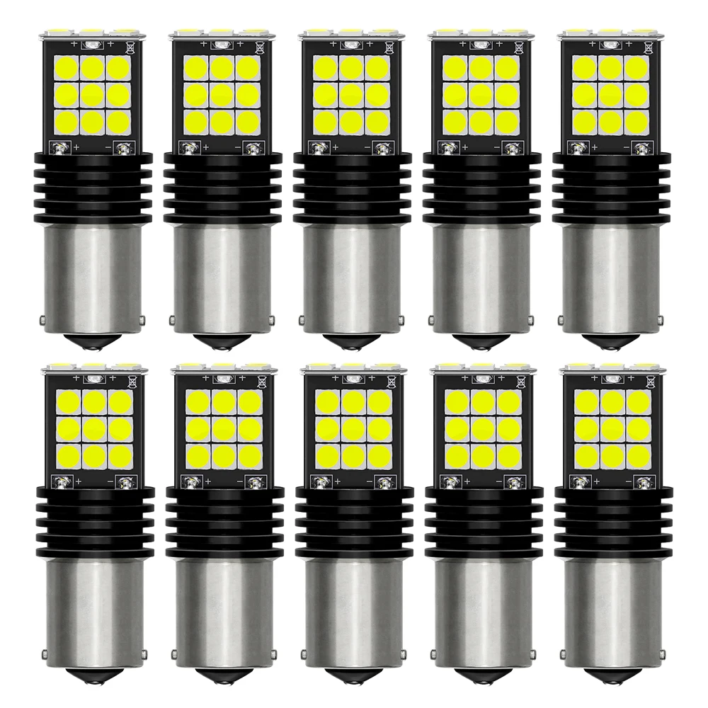 

10pcs Signal Lamp P21w Led Ba15s 1156 Py21w Bau15s Bulb 3157 T25 T20 7443 White 1157 Led Bay15d P21/5w Turn Brake Backup Light