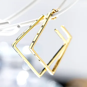 

Geometric square exaggerated large earrings for women simple retro lettering fashion S925 needle jewelry earrings free shipping