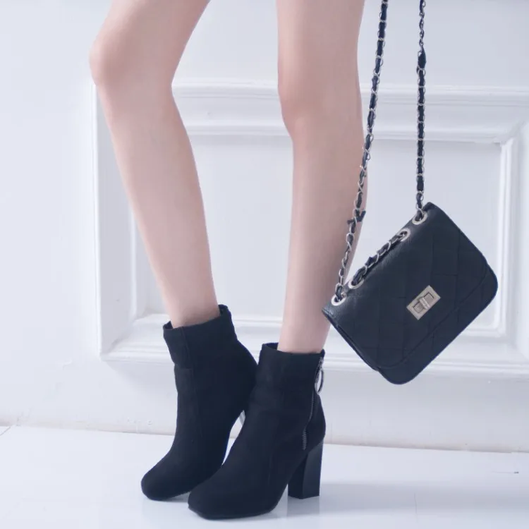 

Big Size 9 10 11-16 boots women shoes ankle boots for women ladies boots shoes woman winter Belt buckle metal trim