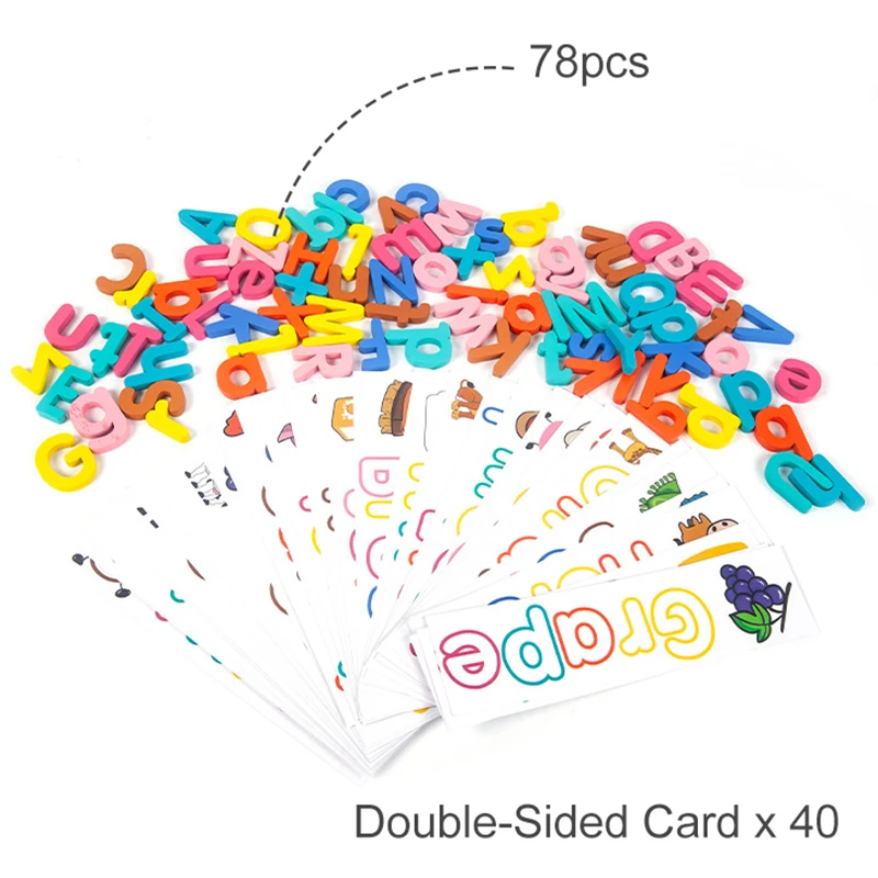 78PCS Children Montessori Language Toys Card Alphabet Puzzle Game Early Educational Spelling Learning Toy For Toddler Preschool 3