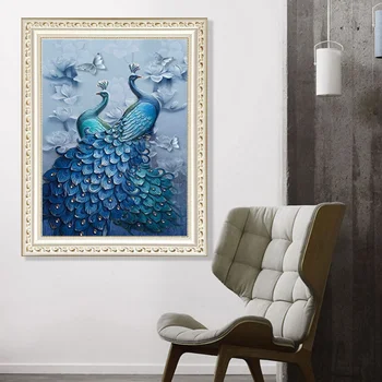 

Square Diamond 5d Diamond Painting Blue Peacock Diy Full Diamond Explosion Models Cross Stitch Masonry Stickers Diamond Painting