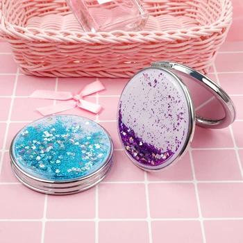

Shiny Quicksand Makeup Mirror Cute Pocket Mirror Makeup Vanity Portable Foldable Vanity Mirror Hand Mirror Compact Mirrors Girls