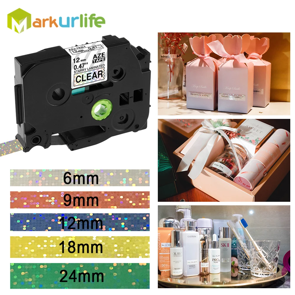 

Compatible For Brother TZe-231 TZe-231L1 Laser Flash Label Tape for Christmas Birthday New Year Gift Label PT Label Maker
