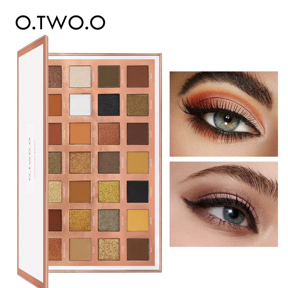O.TWO.O 28 Colors Eyeshadow Palette Matte Glitter Shiny Smoky Eyes Waterproof Eye Shadow Pallete High Pigment Metallic Cosmetics