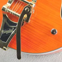 Джаз электрогитара с Bigsby, оранжевый цвет F отверстия, полый корпус Grets гитары, высокое качество 01