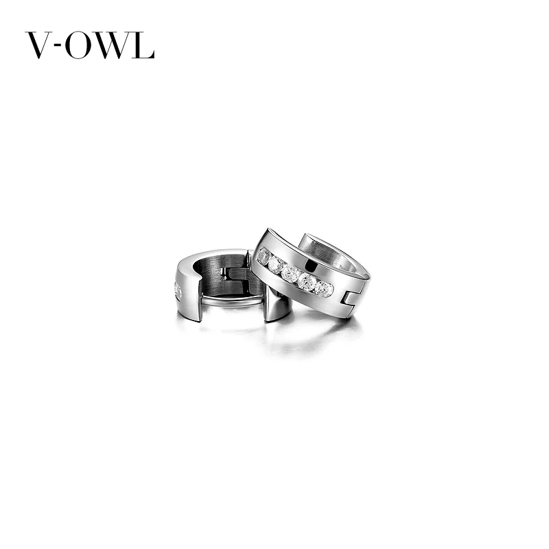 V-Owl женские серьги-клипсы в Корейском стиле из нержавеющей стали Стразы подходят