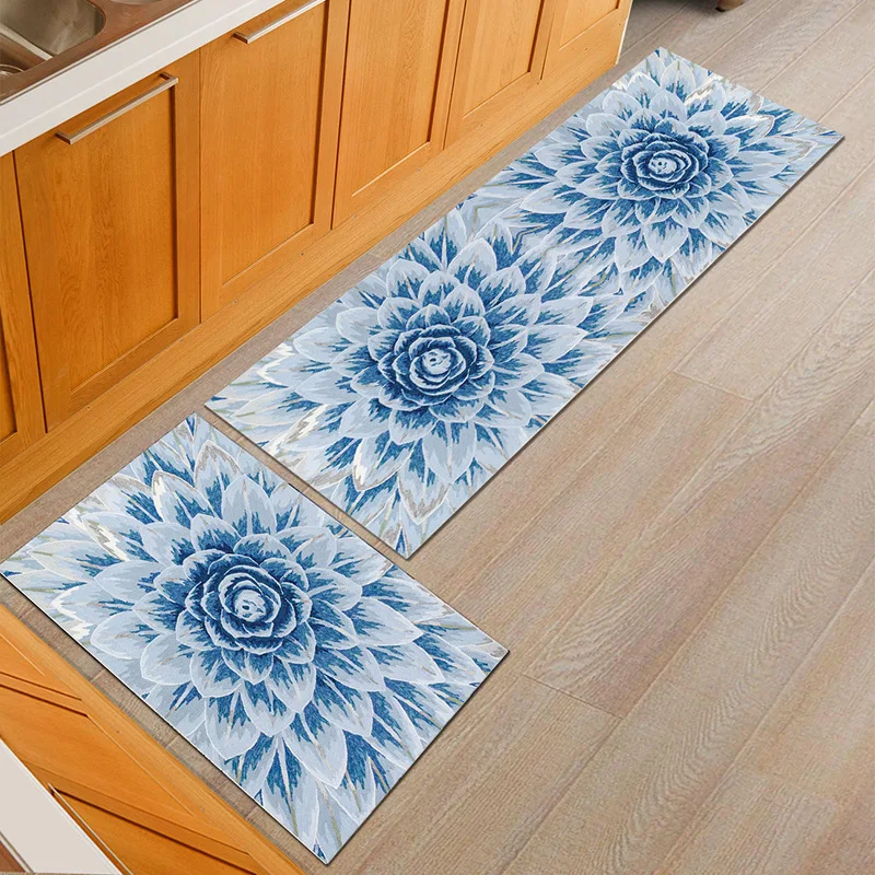 YIANSHU 3D Printed Kitchen Mats Soft Absorbent Non-slip Carpet Can Be Machine Washed Use For Corridors Bedroom Bathroom Kitchen