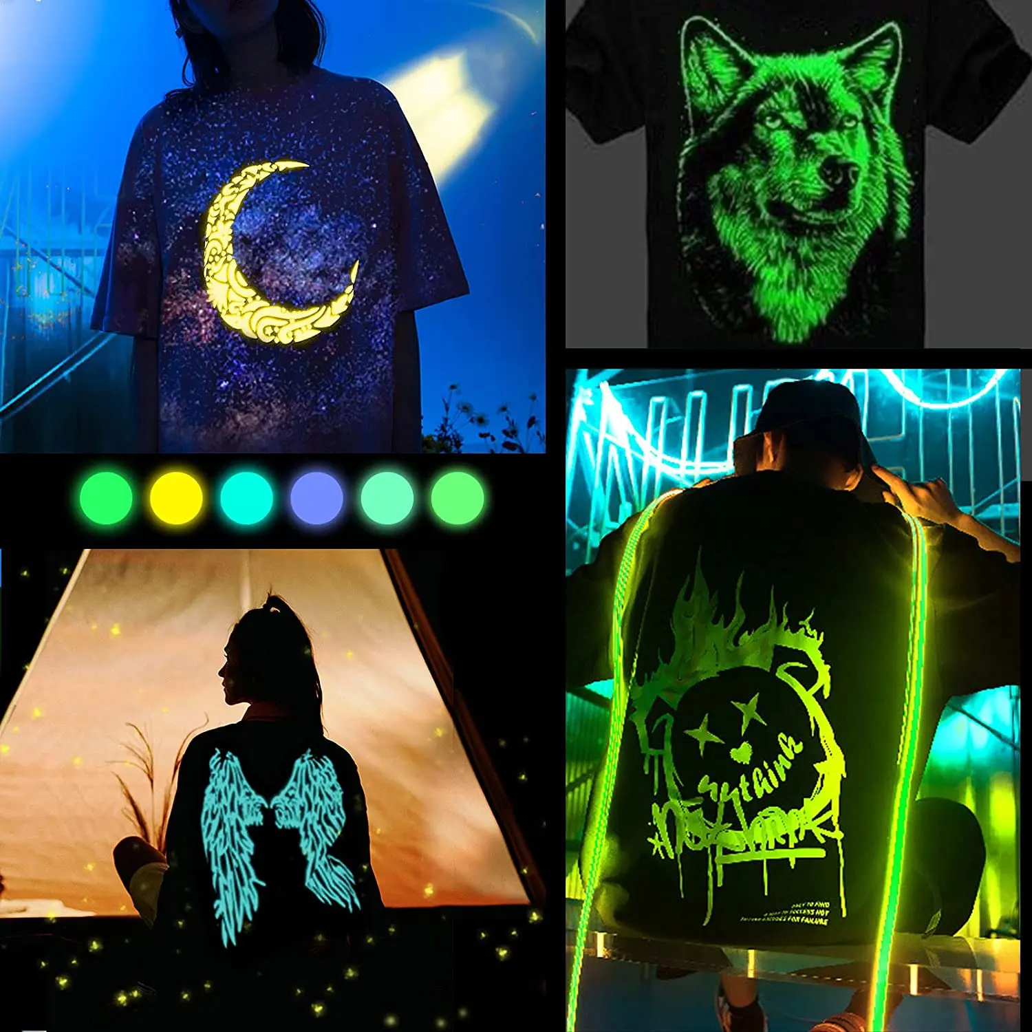 1 Roll 12"x20"/30.5cmx25/50/75/100cm Luminous glow in dark Heat Transfer Vinyl noctilucent Heat Press Machine Tshirt Iron On HTV