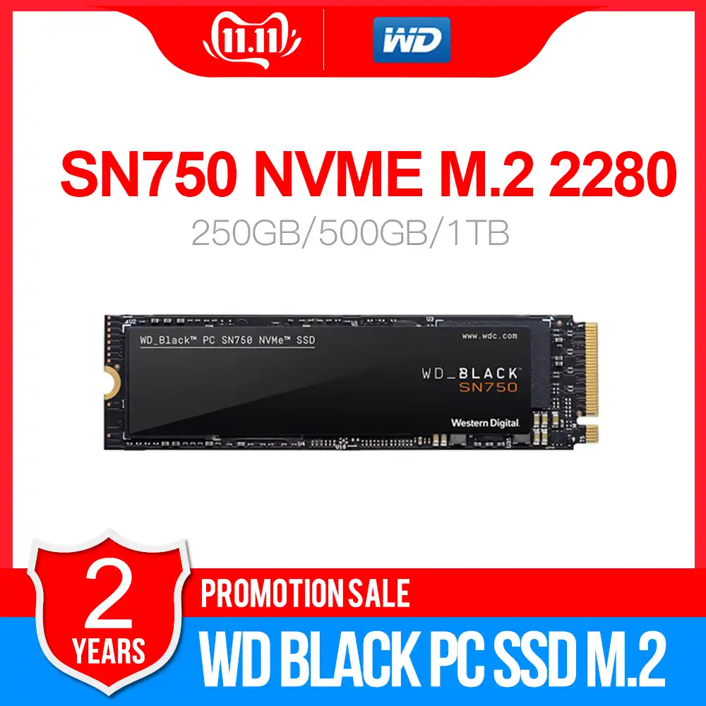 Western Digital Wd Black Sn750 Ssd 1tb M 2 2280 Ssd Wds100t3x0c Nvme Gen3 Pcle 3d Nand For Pc Laptop Ssd M 2 Internal Solid State Drives Aliexpress