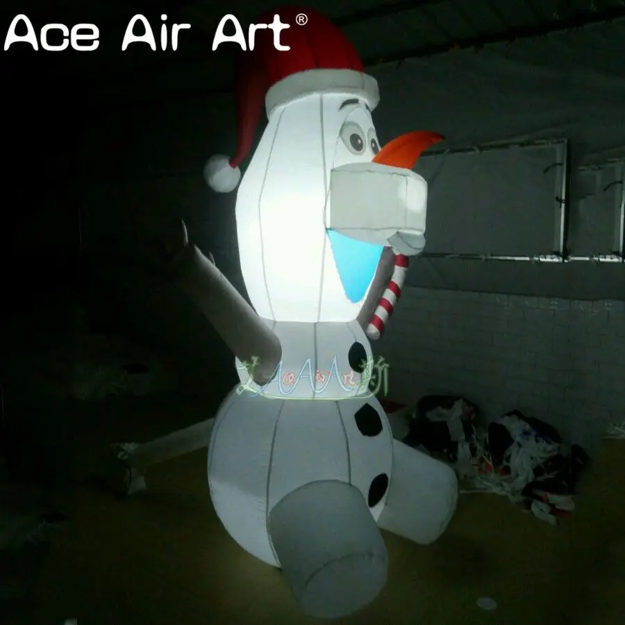 White LED lightening Olaf model snowman replica for Christmas inflatable olaf with free blower for