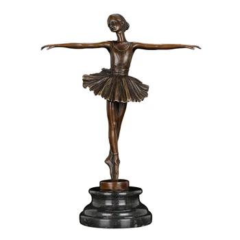 

Western Ballet Dance Statue Figurine Bronze Female Ballerina Dancer Sculpture Girl Dancing for Girl Birthday Present Decor