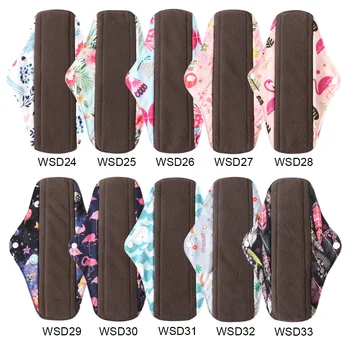 

Ohbabyka Eco-friendly Bamboo Cloth Menstrual Sanitary Pad Reusable Cloth Bamboo Charcoal Pads Washable Menstrual Pad S M L XL