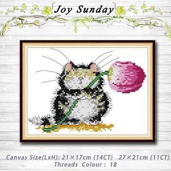 

Kitten giving flowers painting 14CT 11CT counted cross stitch kits embroidery set Needlework Set chinese cross stitch Home decor