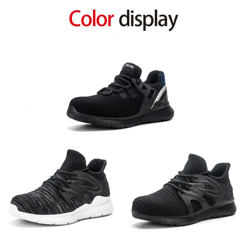 DAILOU Men Safety Shoes with Indestructible Shoe Work Boots with Steel Toe Waterproof Breathable Sneakers Work Shoes