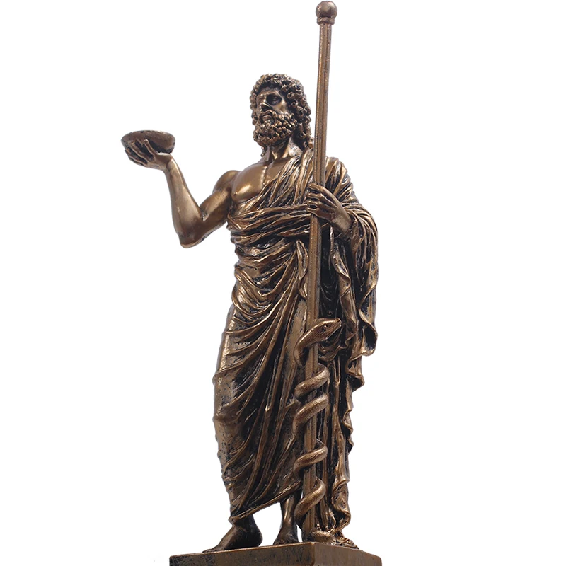Древняя греческая скульптура Aesculapius средний возраст статуя персонажа Смола рабочего стола Ретро фигурки украшения дома R2751