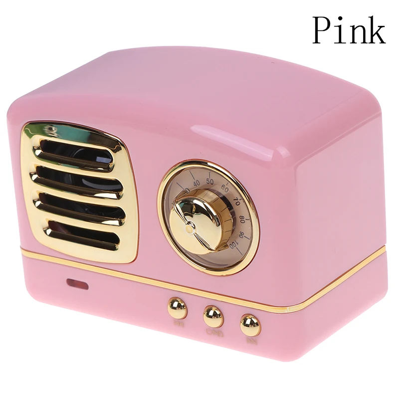 Pink Мини Bluetooth колонка в ретро стиле винтажная Беспроводная стерео Поддержка fm-радио TF карта - Цвет: Pink