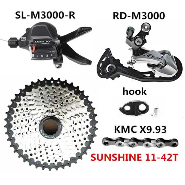 SHIMANO ACERA SL-M3000 относится к 9-27-скорость горный велосипед RD-M3000 солнце 9S маховик KMC X9 переключения комплект - Цвет: Right 42T Kit