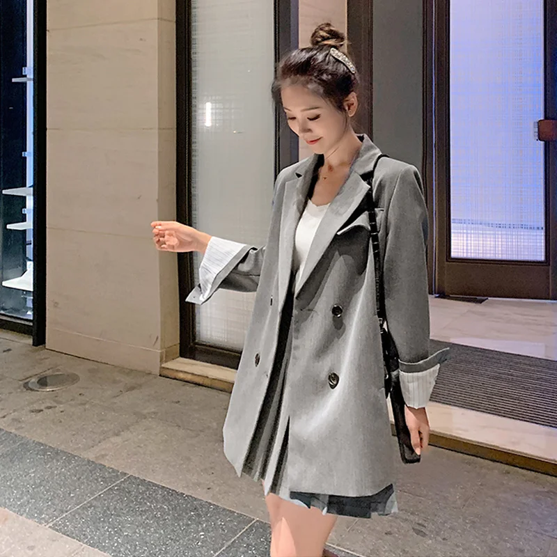 

Women Short Skirt Female Spring And Autumn Loose Office Lady Pleated Skirt Sets Long Sleeve Suit Autumn Fashion Tops Women Sets