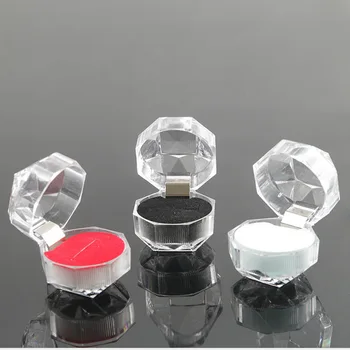 

10pcs Elegant 3.8*3.8cm Portable Acrylic Transparent Rings Earring Display Box Wedding Jewelry Package Box Wholesale