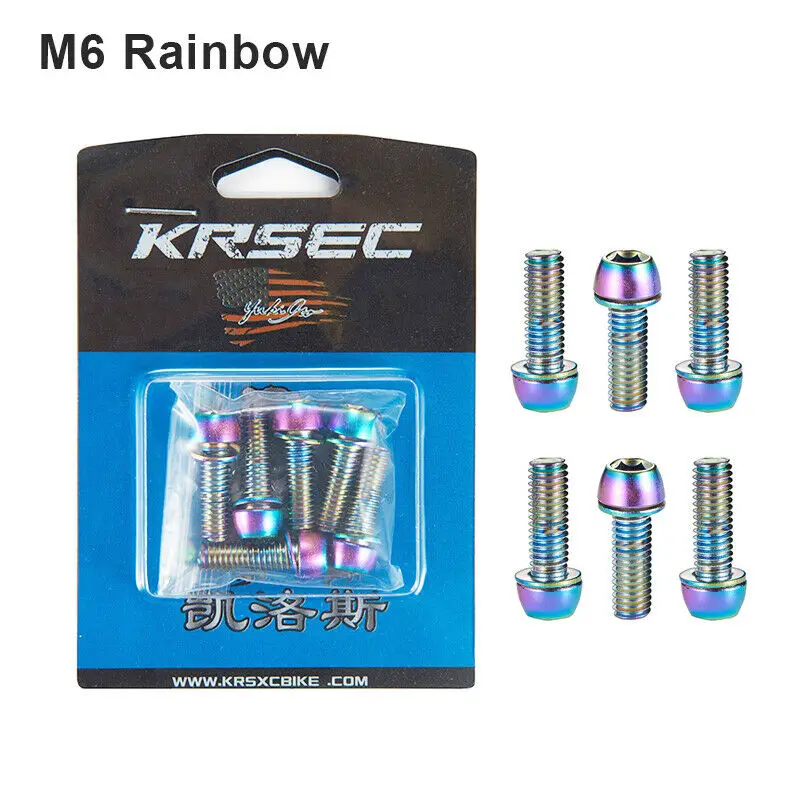 M6 Rainbow KRSEC M6/M5 MTB велосипед титана шток винт дорожный горный велосипед руль из нержавеющей стали винт велосипедные аксессуары - Цвет: M6 Rainbow