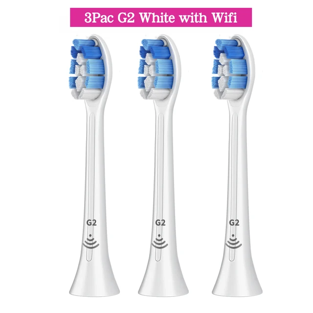 Apply to Philips Sonicare Toothbrush HX6250 HX6530 HX6730 HX6930 Electric Toothbrush Replacement Heads Bluetooth BrushHeads 3Pcs-G2-WH-With Wifi