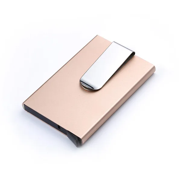 Bisi Goro Rfid держатель для карт, мужской кошелек, сумка для денег, мужской повседневный черный короткий кошелек, металлический алюминиевый тонкий кошелек, мини-кошельки - Цвет: Gold X-6