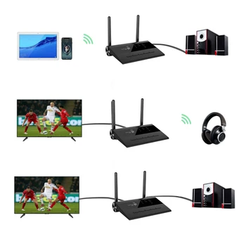 

4 in 1 Audio Receiver Transmitter with Bypass and Bluetooth Broadcast Function Portable Wireless Audio Adaptor Low Latency