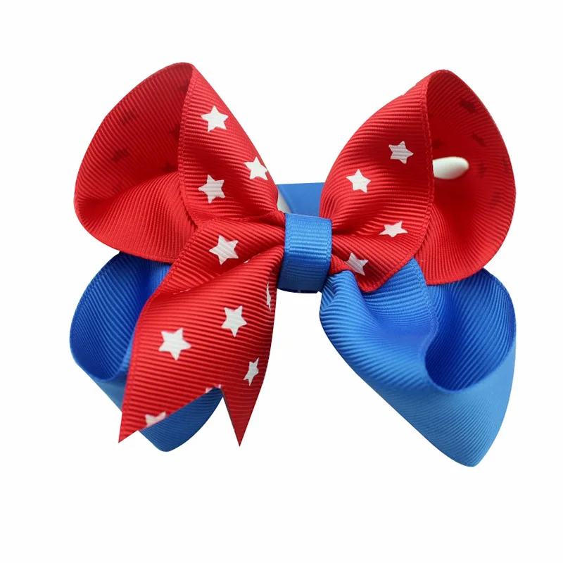 Adogirl красивые кленовые листья HairBow ручной работы маленькие звезды печатные заколки национальный флаг цвет Бутик Аксессуары для волос